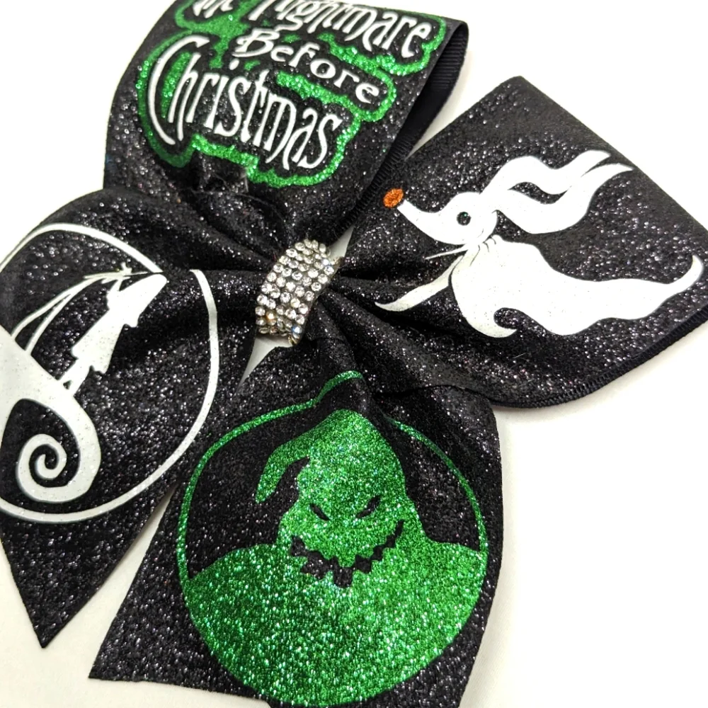 🎃 New Nightmare Before Christmas Glittery Hair Bow Tie Handmade - Picture 6 of 6